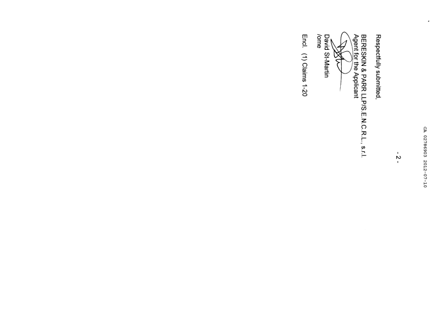 Document de brevet canadien 2786903. Poursuite-Amendment 20120710. Image 2 de 4