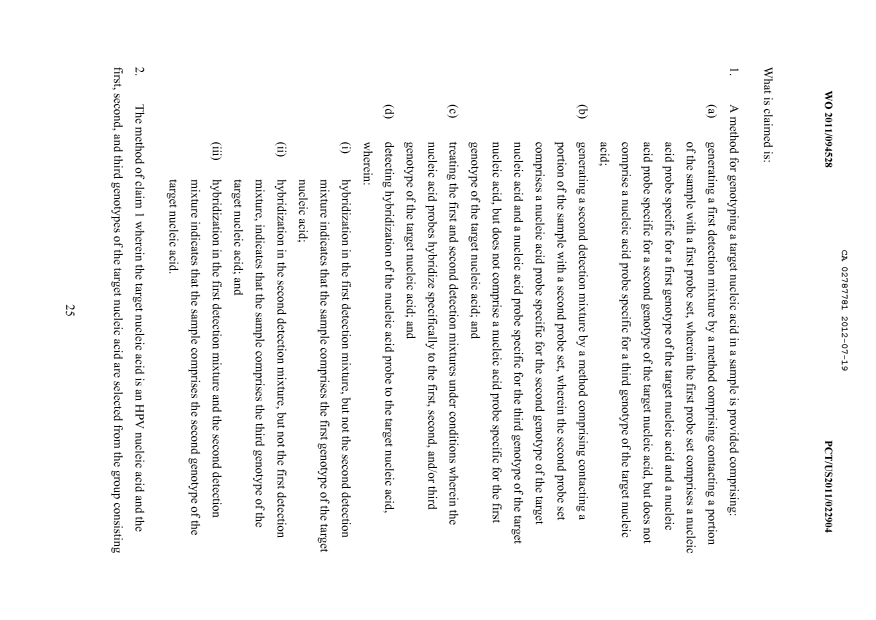 Document de brevet canadien 2787781. Revendications 20120719. Image 1 de 3