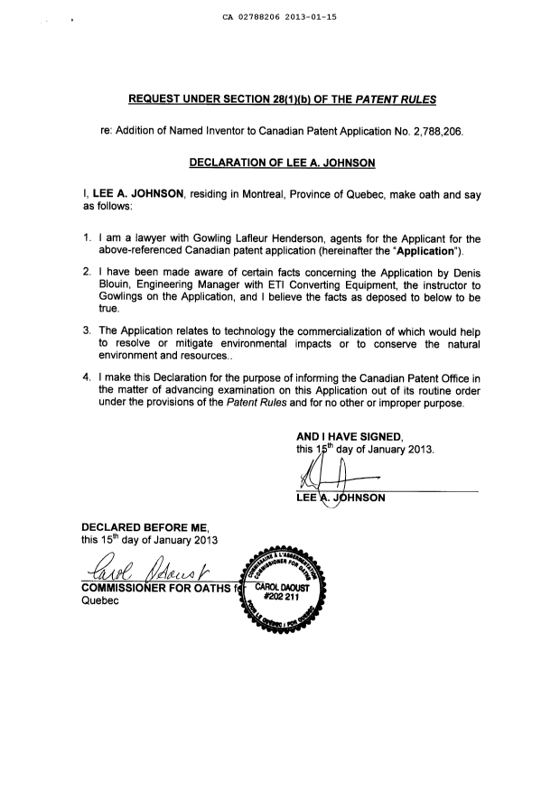 Document de brevet canadien 2788206. Poursuite-Amendment 20121215. Image 3 de 3