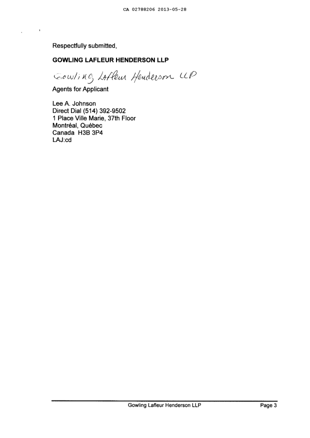 Document de brevet canadien 2788206. Correspondance 20130528. Image 3 de 14