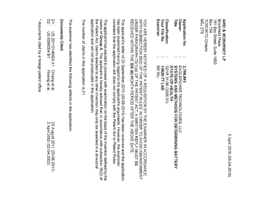 Document de brevet canadien 2788893. Demande d'examen 20160405. Image 1 de 5