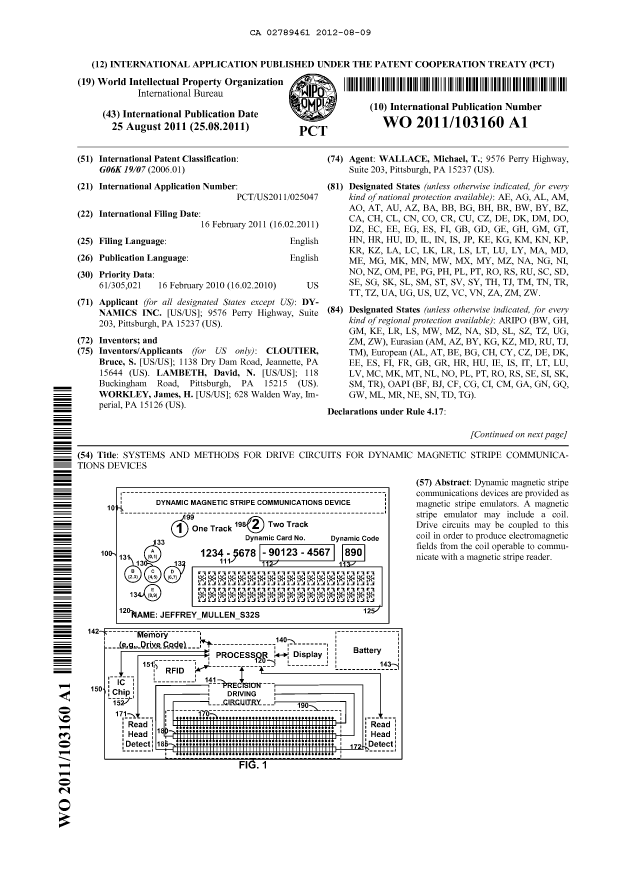 Document de brevet canadien 2789461. Abrégé 20111209. Image 1 de 2