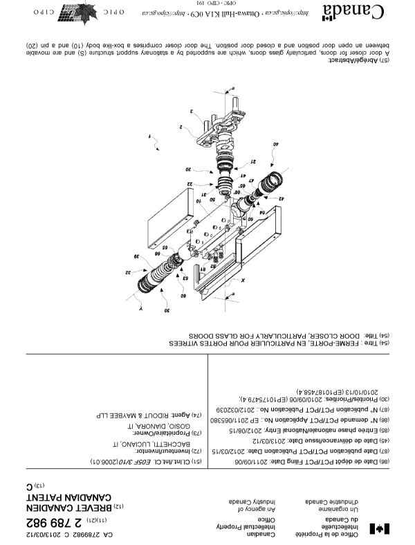 Canadian Patent Document 2789982. Cover Page 20130214. Image 1 of 2