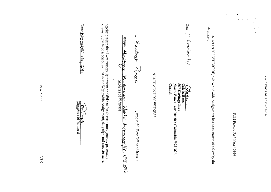 Canadian Patent Document 2790346. Assignment 20120919. Image 10 of 10
