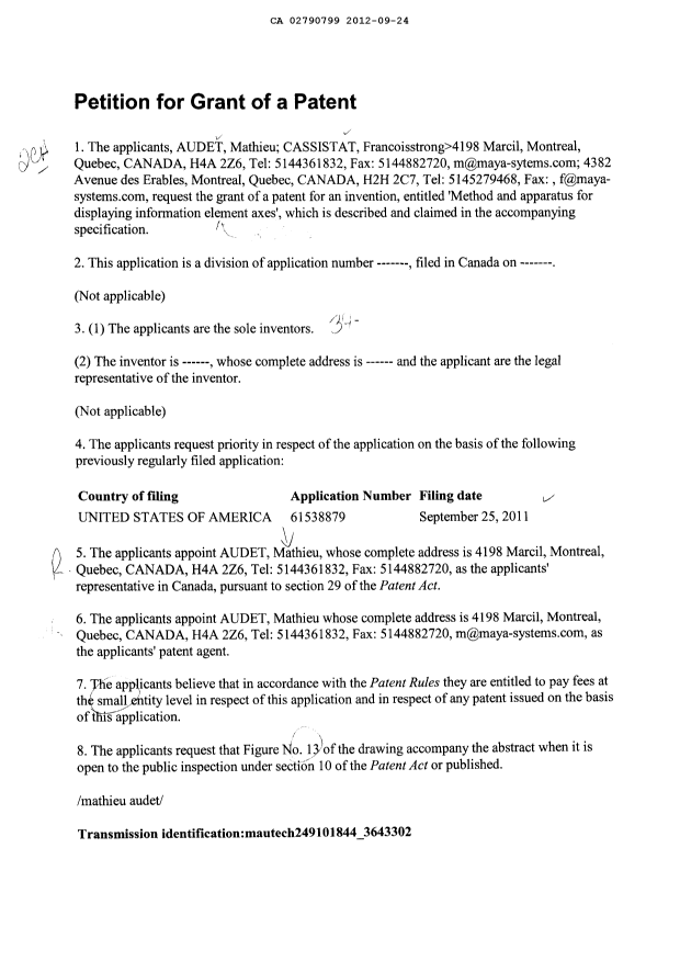 Document de brevet canadien 2790799. Cession 20120924. Image 3 de 3