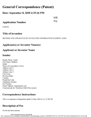 Document de brevet canadien 2790799. Modification 20200908. Image 1 de 18