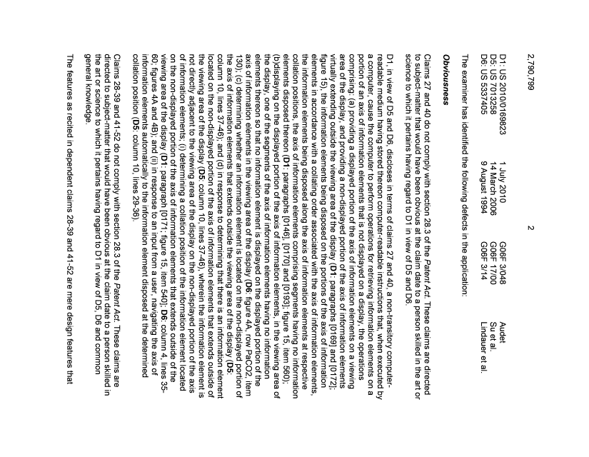 Canadian Patent Document 2790799. Examiner Requisition 20220126. Image 2 of 4