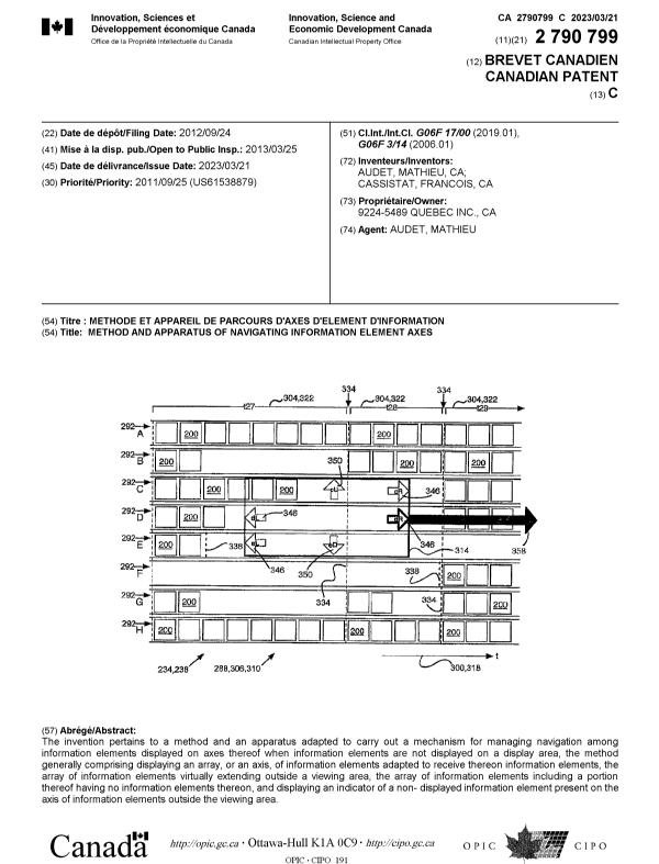 Document de brevet canadien 2790799. Page couverture 20230221. Image 1 de 1