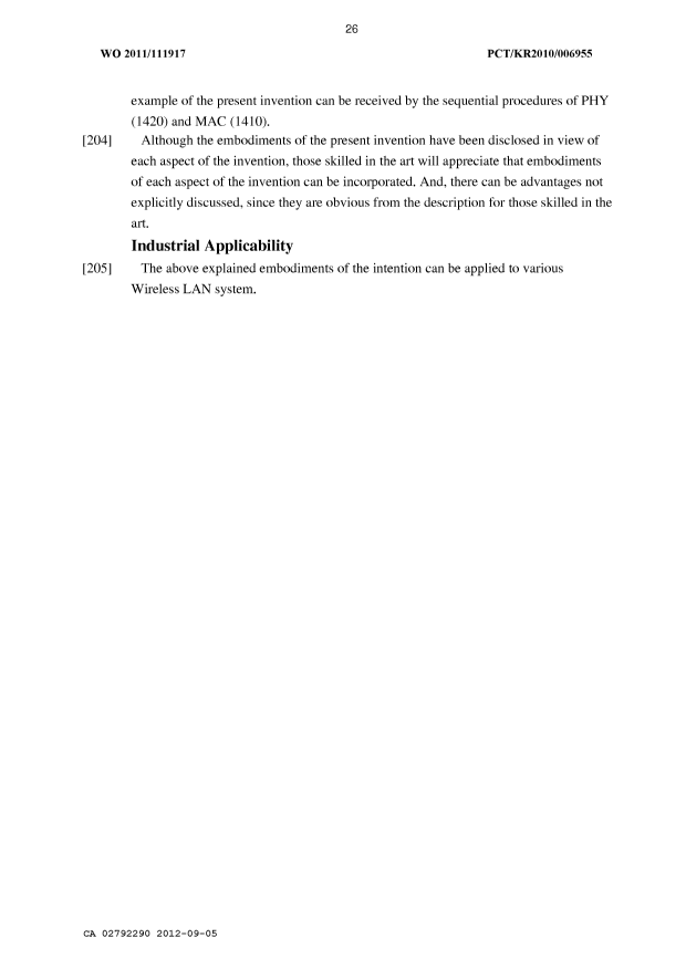 Document de brevet canadien 2792290. Description 20120905. Image 26 de 26