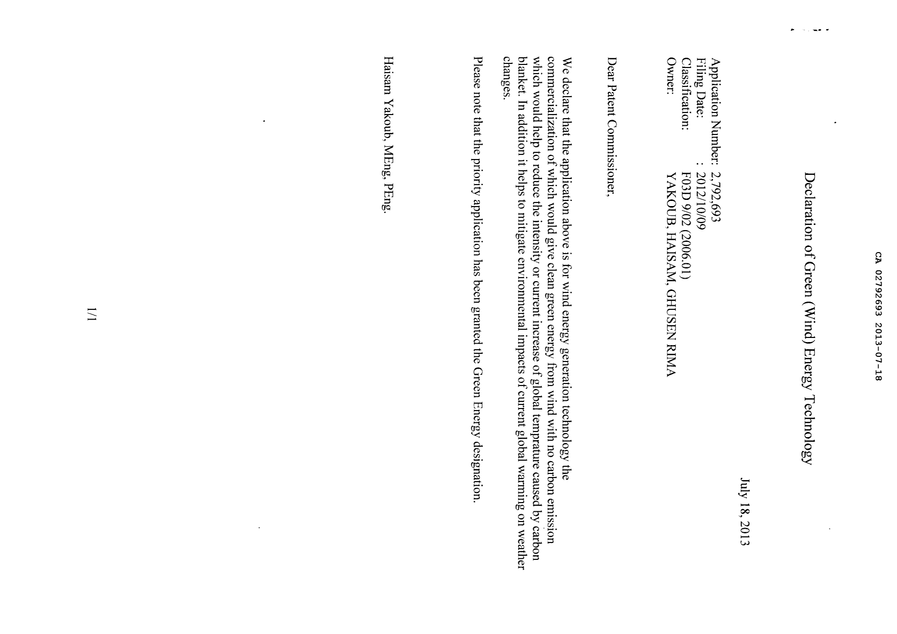 Document de brevet canadien 2792693. Poursuite-Amendment 20121218. Image 2 de 2