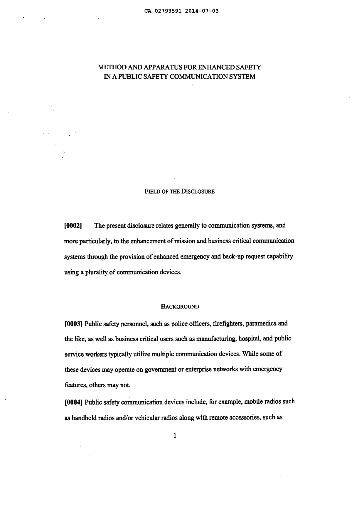 Document de brevet canadien 2793591. Description 20140703. Image 1 de 19