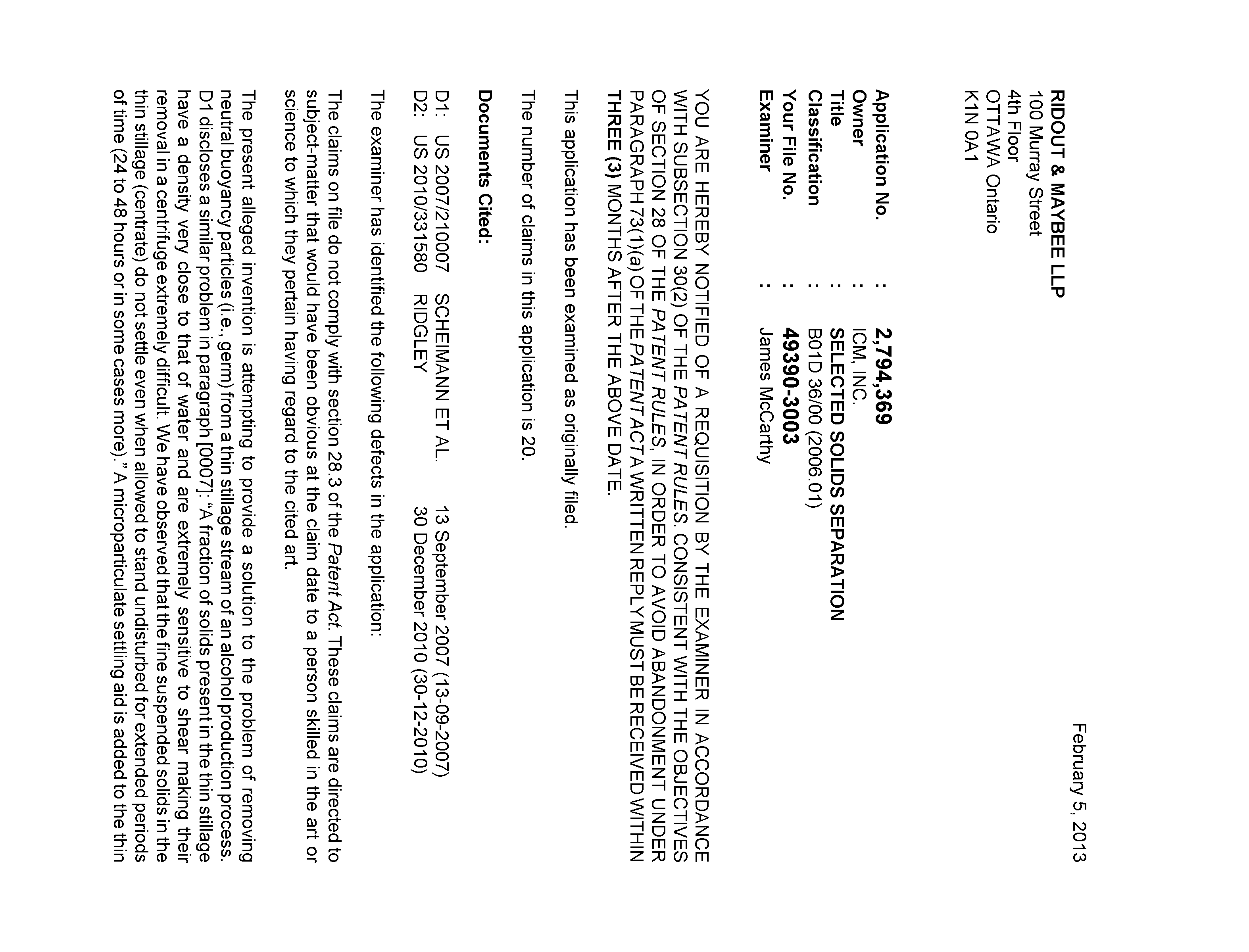 Document de brevet canadien 2794369. Poursuite-Amendment 20121205. Image 1 de 3