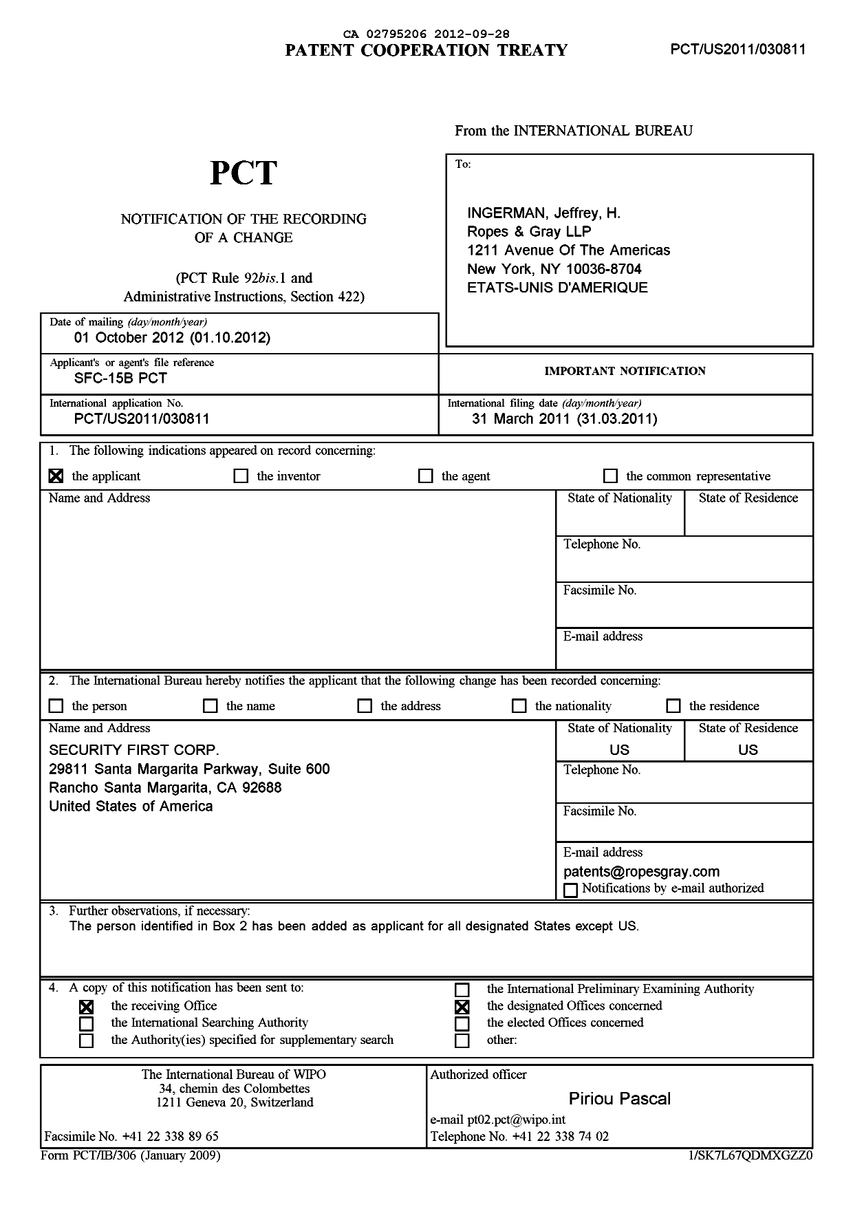 Document de brevet canadien 2795206. PCT 20120928. Image 1 de 18