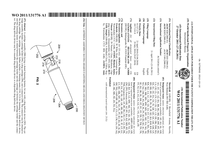 Document de brevet canadien 2796562. Abrégé 20121016. Image 1 de 1