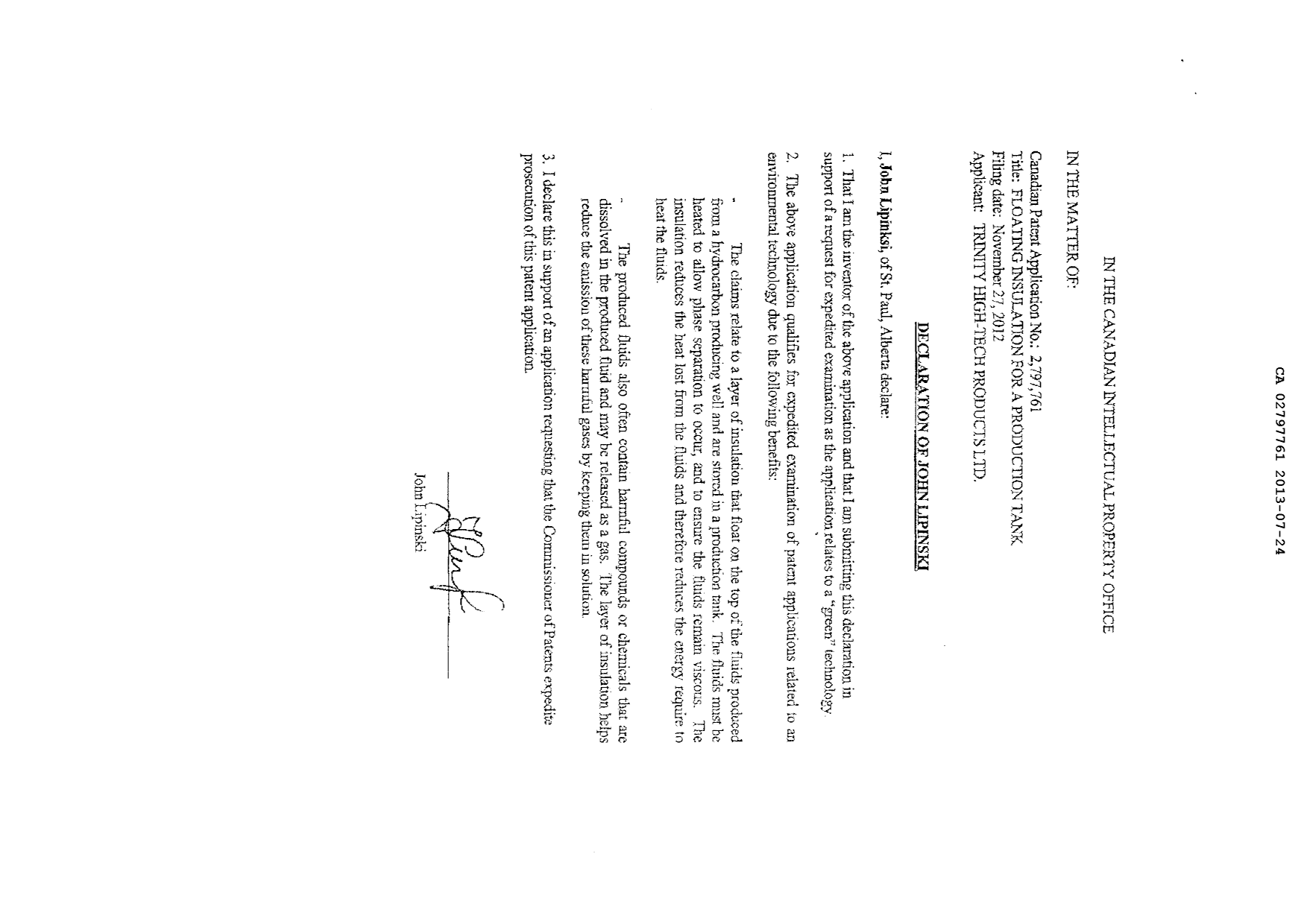 Canadian Patent Document 2797761. Prosecution-Amendment 20121224. Image 2 of 2