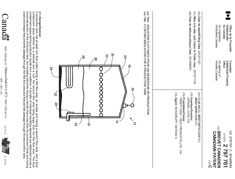 Canadian Patent Document 2797761. Cover Page 20140515. Image 1 of 1