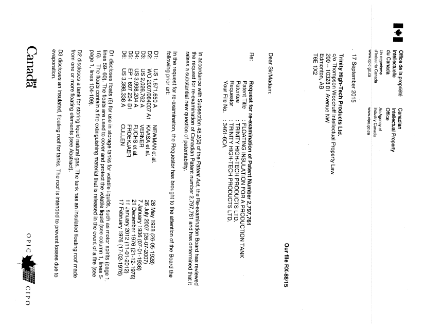 Canadian Patent Document 2797761. Prosecution-Amendment 20141217. Image 1 of 5