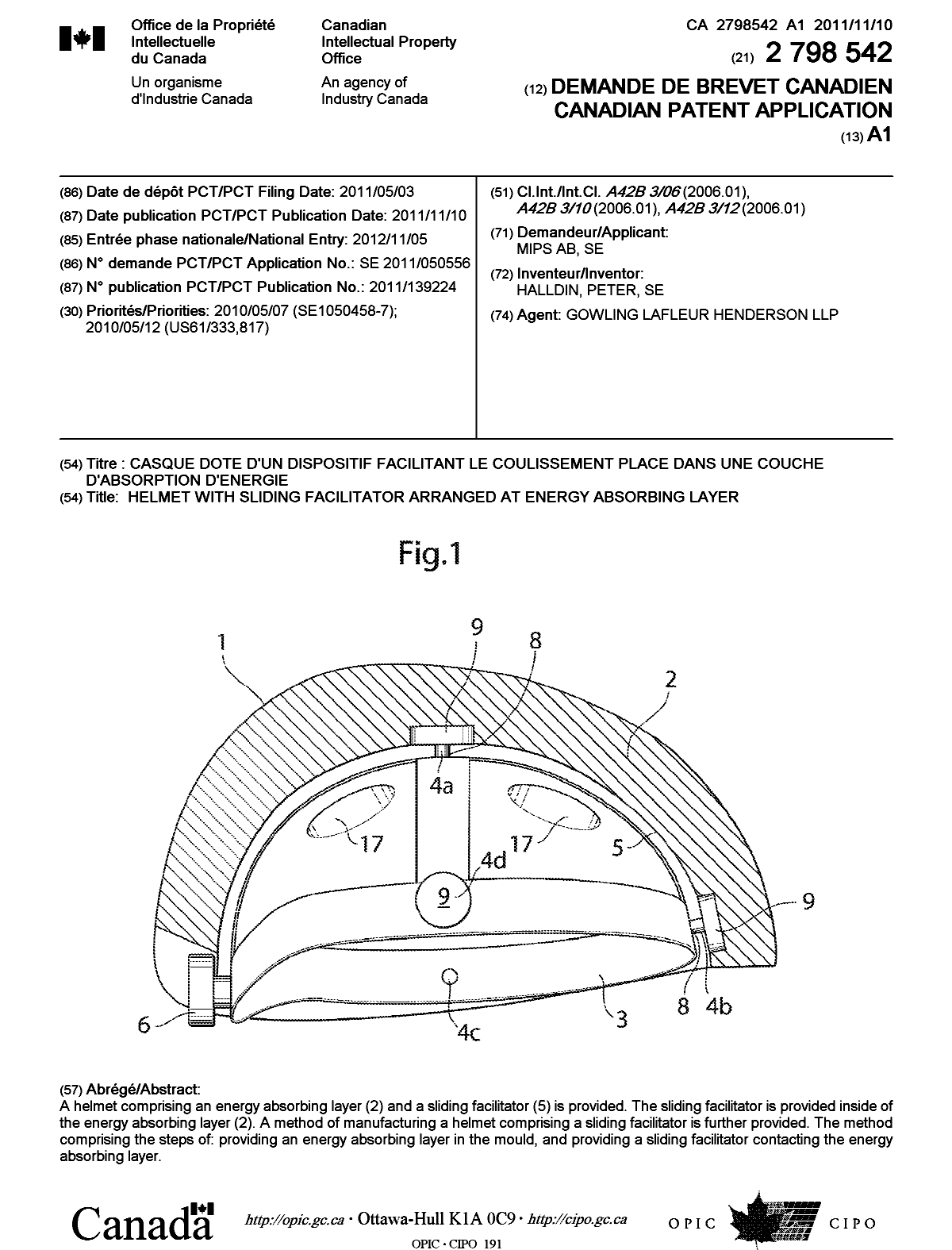 Canadian Patent Document 2798542. Cover Page 20130108. Image 1 of 1