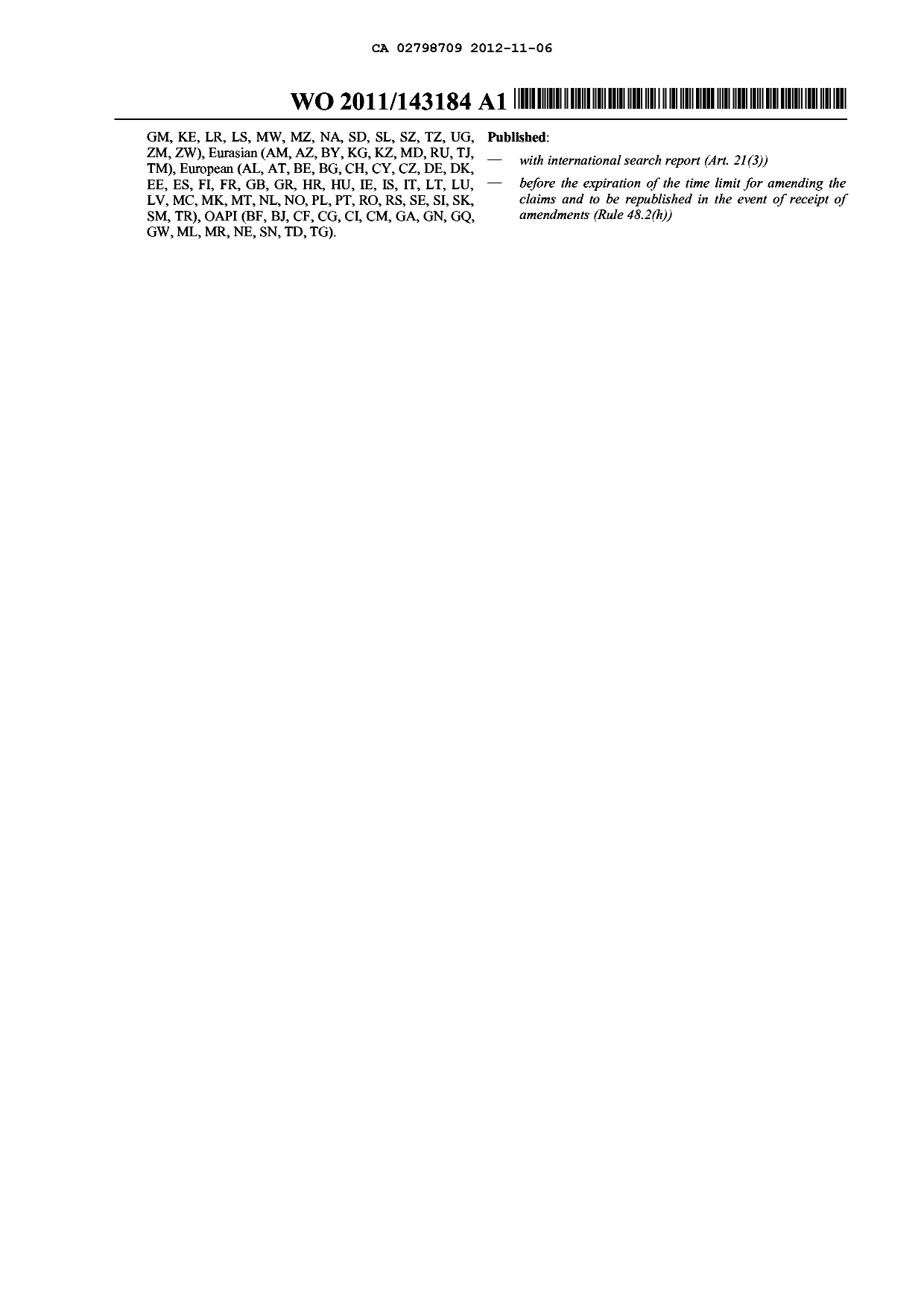 Document de brevet canadien 2798709. Abrégé 20121106. Image 2 de 2
