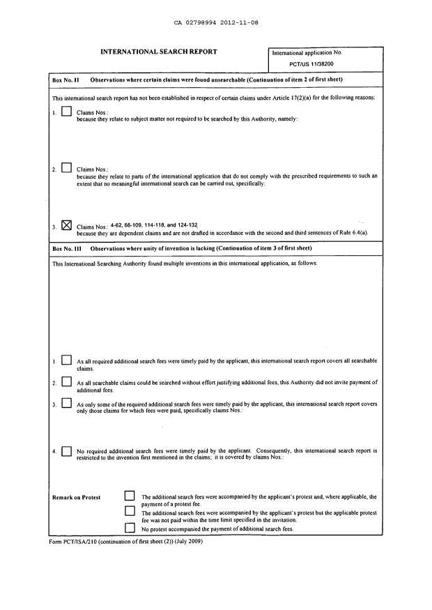 Document de brevet canadien 2798994. PCT 20121108. Image 2 de 2