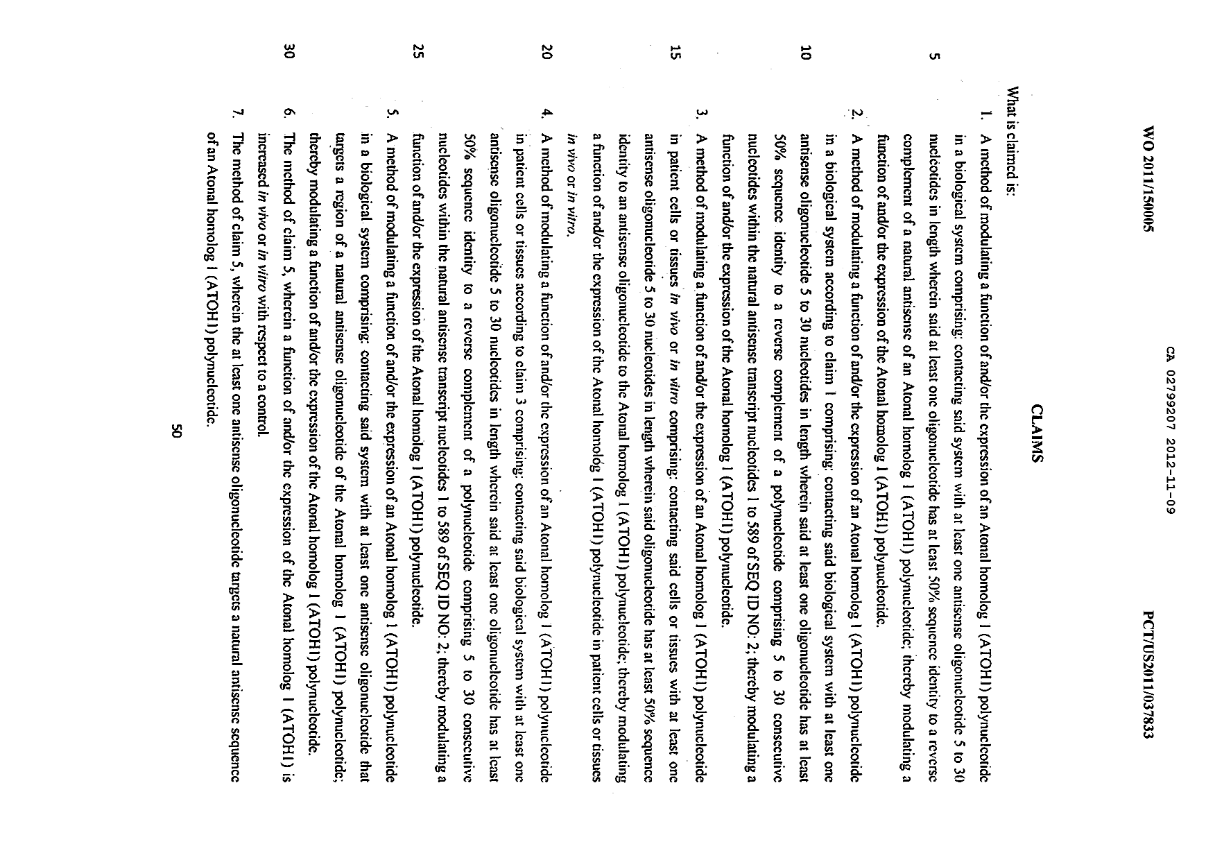 Document de brevet canadien 2799207. Revendications 20111209. Image 1 de 5
