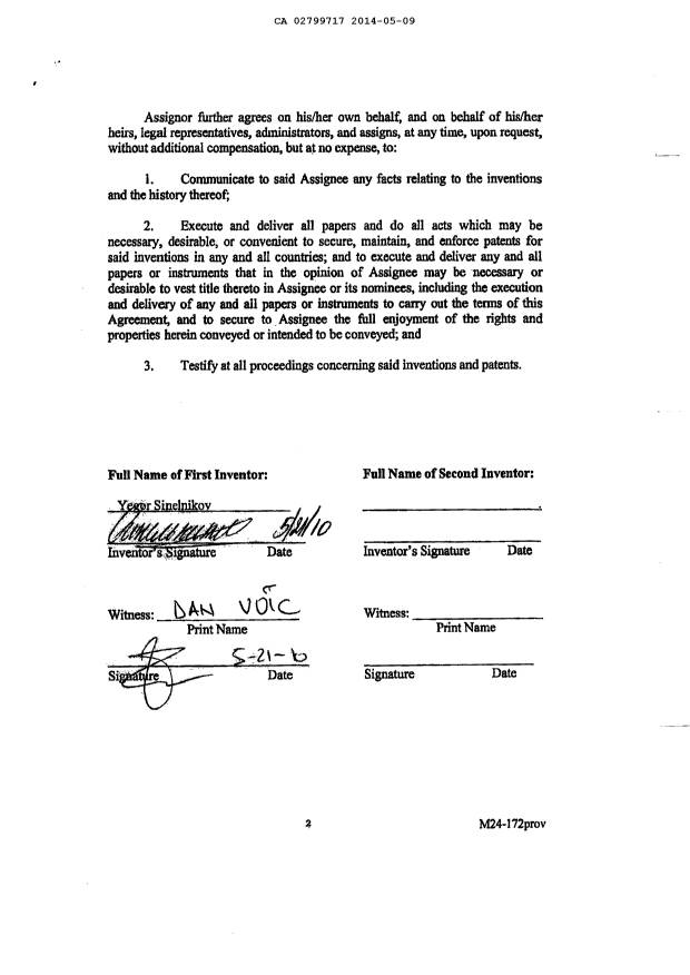 Canadian Patent Document 2799717. Assignment 20140509. Image 5 of 5