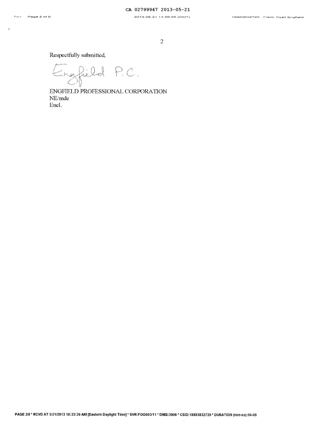 Canadian Patent Document 2799947. Prosecution-Amendment 20130521. Image 2 of 6