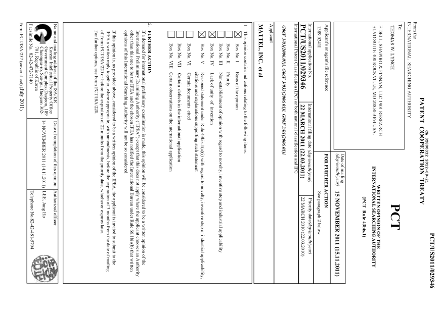 Document de brevet canadien 2800332. PCT 20120921. Image 2 de 9