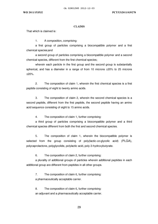 Document de brevet canadien 2801585. Revendications 20121203. Image 1 de 2