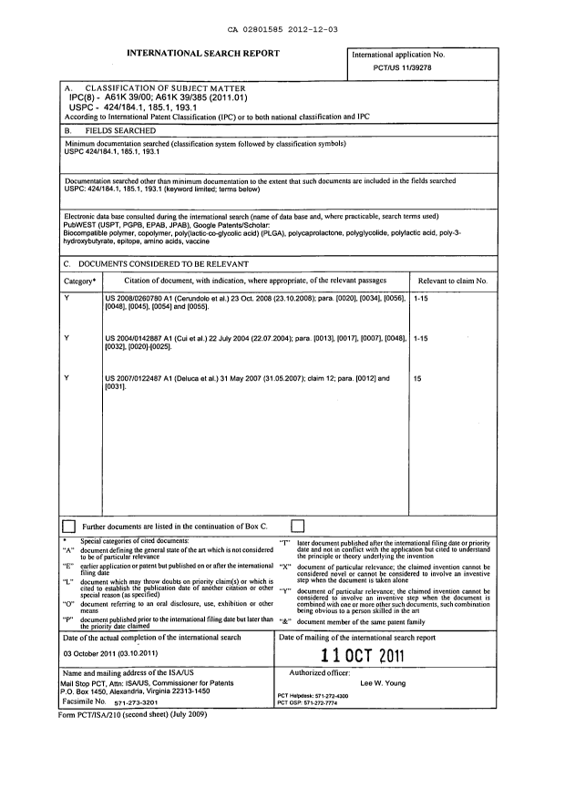 Document de brevet canadien 2801585. PCT 20121203. Image 1 de 6
