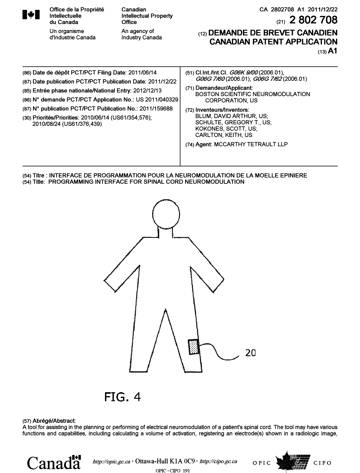 Document de brevet canadien 2802708. Page couverture 20130208. Image 1 de 2