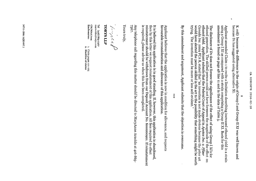 Document de brevet canadien 2803878. Poursuite-Amendment 20140218. Image 2 de 12