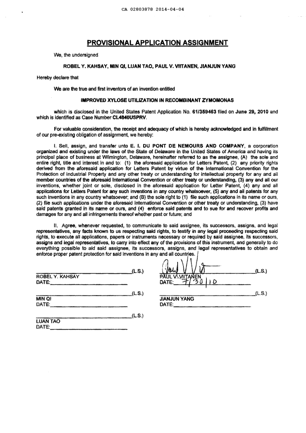 Document de brevet canadien 2803878. Cession 20140404. Image 9 de 10