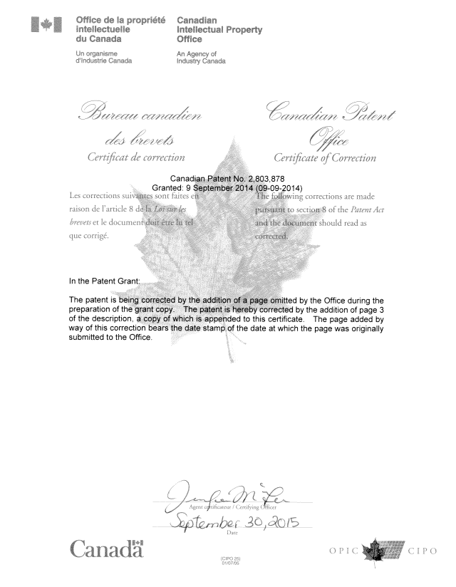Document de brevet canadien 2803878. Poursuite-Amendment 20150930. Image 2 de 2