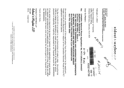 Document de brevet canadien 2803904. Cession 20130207. Image 1 de 2