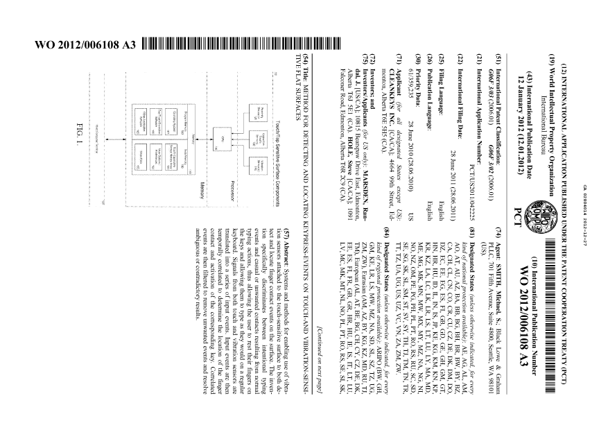 Canadian Patent Document 2804014. Abstract 20111227. Image 1 of 2