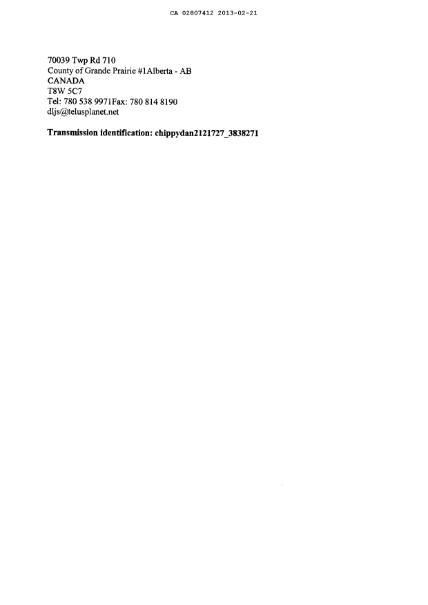 Document de brevet canadien 2807412. Cession 20130221. Image 2 de 3