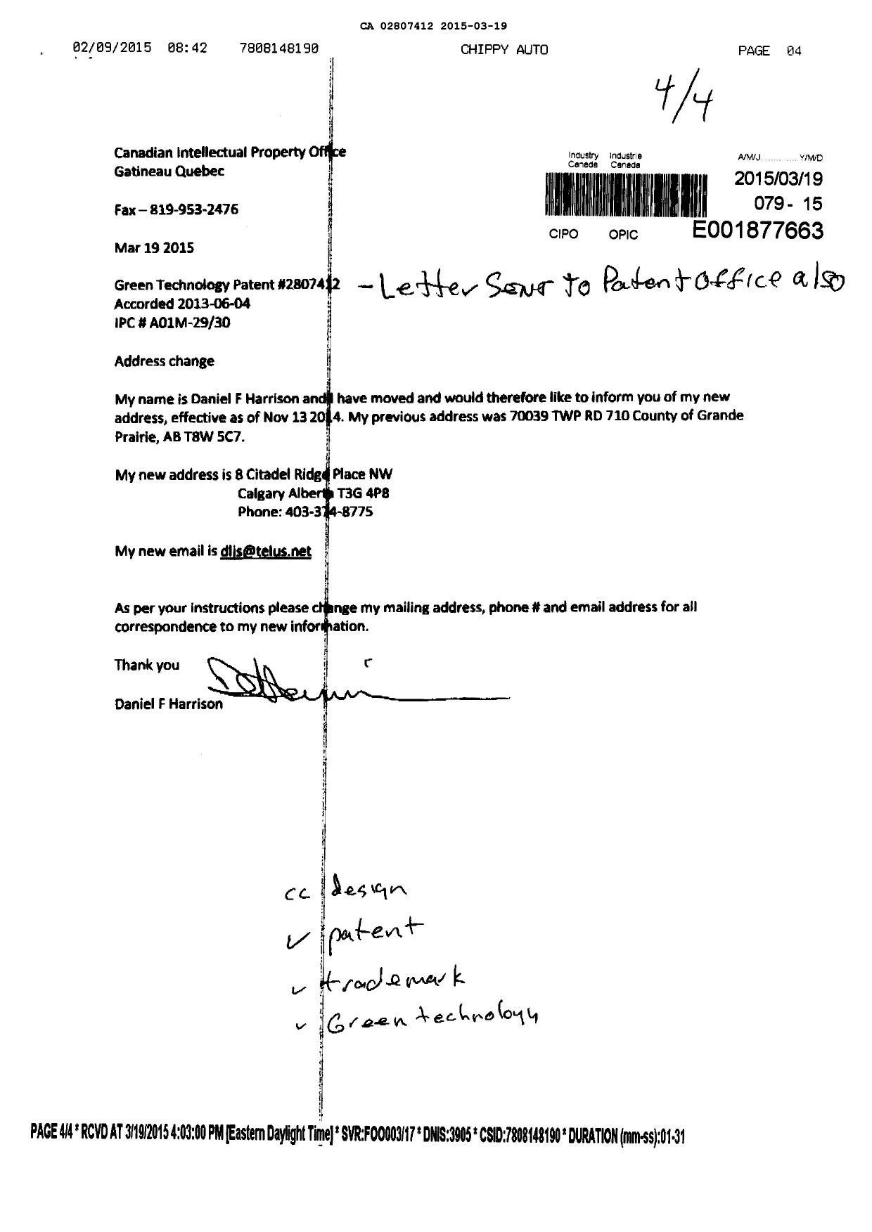 Canadian Patent Document 2807412. Correspondence 20150319. Image 2 of 2