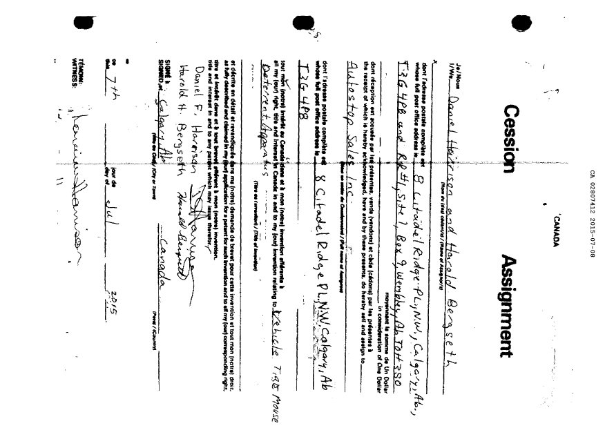 Canadian Patent Document 2807412. Correspondence Related to Formalities 20150708. Image 2 of 2