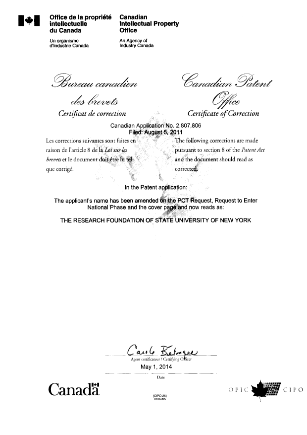 Document de brevet canadien 2807806. Page couverture 20140501. Image 2 de 2
