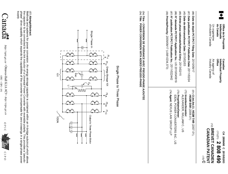 Document de brevet canadien 2808490. Page couverture 20150121. Image 1 de 1