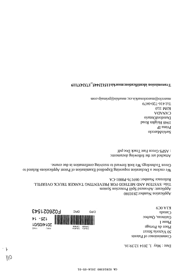 Document de brevet canadien 2810380. Poursuite-Amendment 20131201. Image 1 de 2