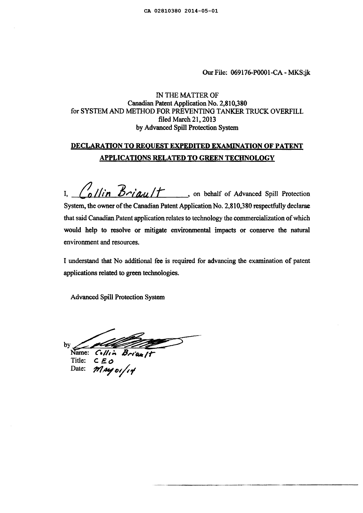 Document de brevet canadien 2810380. Poursuite-Amendment 20131201. Image 2 de 2