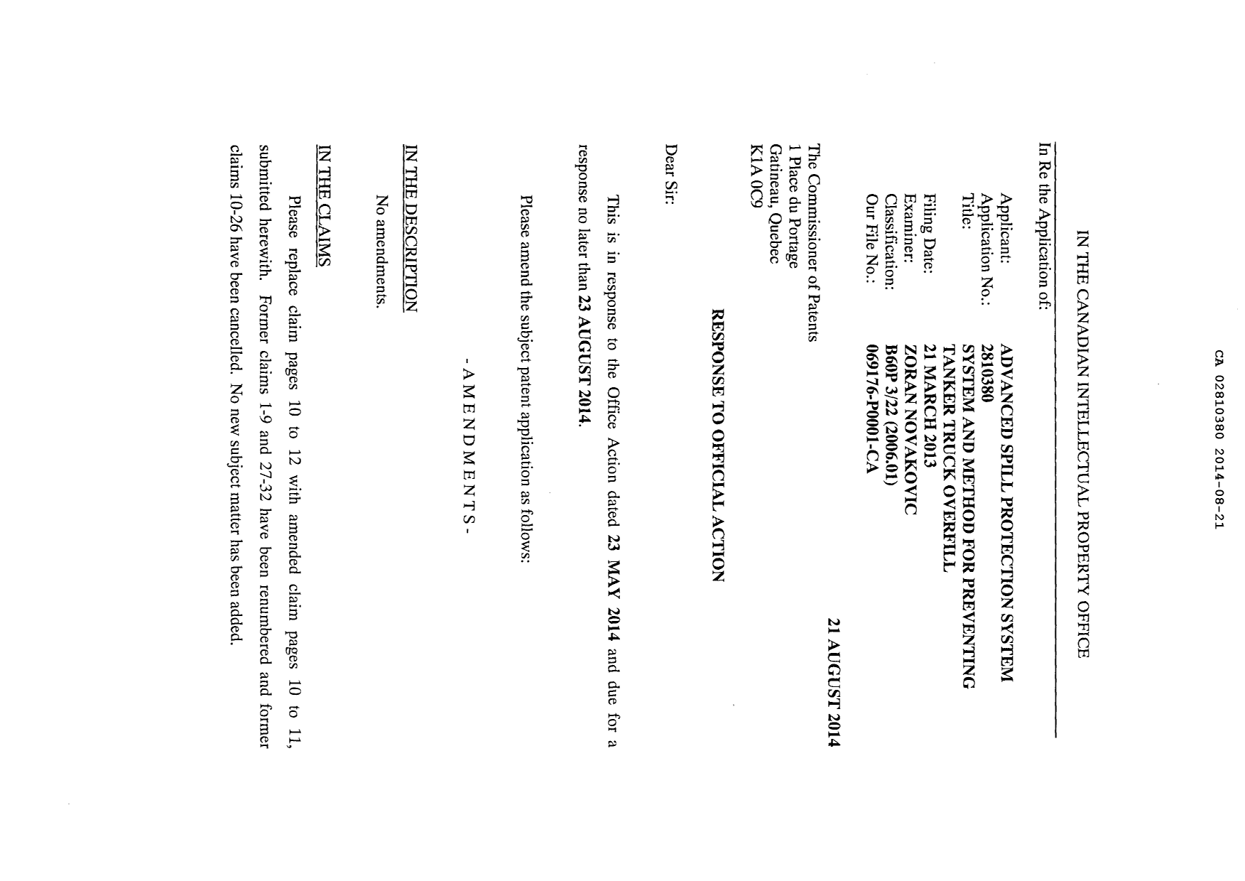 Canadian Patent Document 2810380. Prosecution-Amendment 20131221. Image 2 of 5