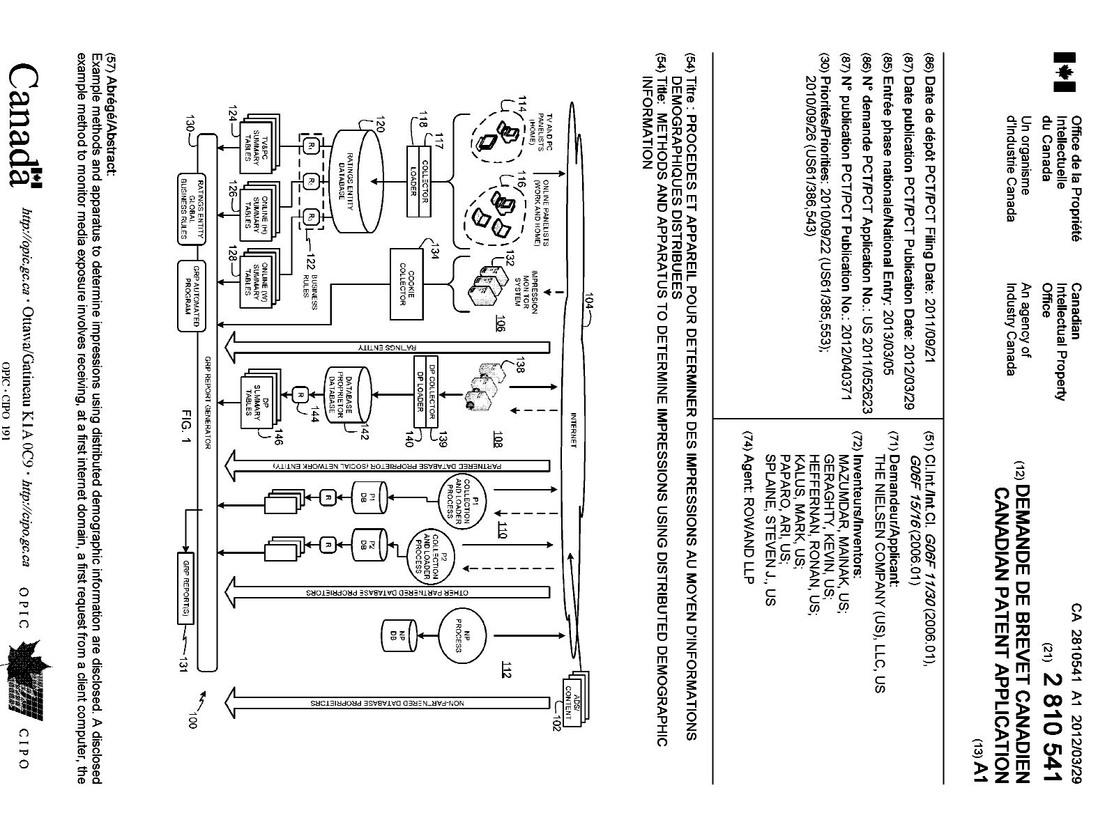 Canadian Patent Document 2810541. Cover Page 20121210. Image 1 of 2