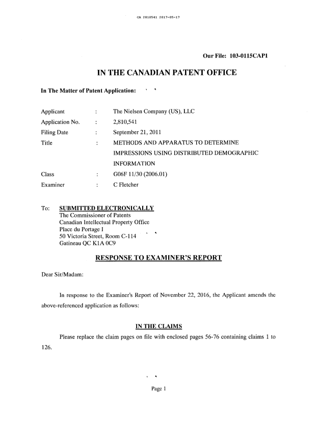 Document de brevet canadien 2810541. Poursuite-Amendment 20161217. Image 2 de 50