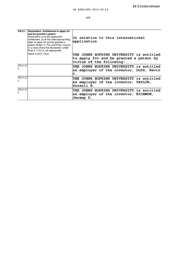 Document de brevet canadien 2811450. Cession 20130314. Image 5 de 5