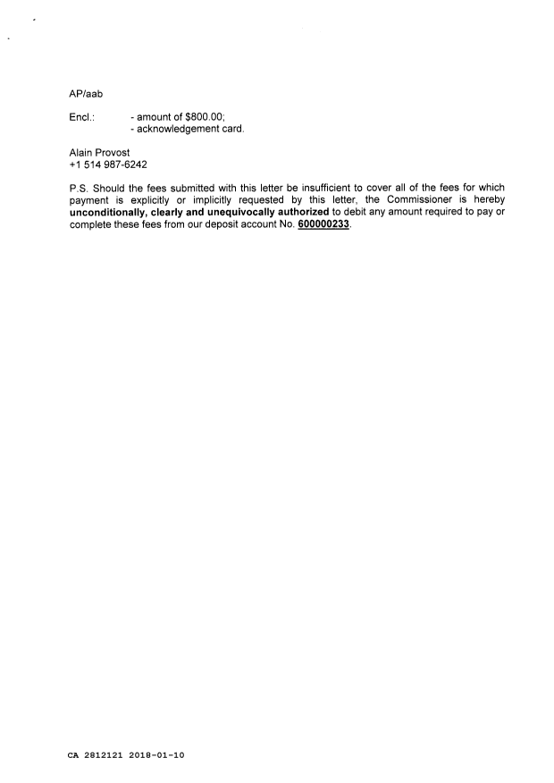 Document de brevet canadien 2812121. Requête d'examen 20180110. Image 2 de 2