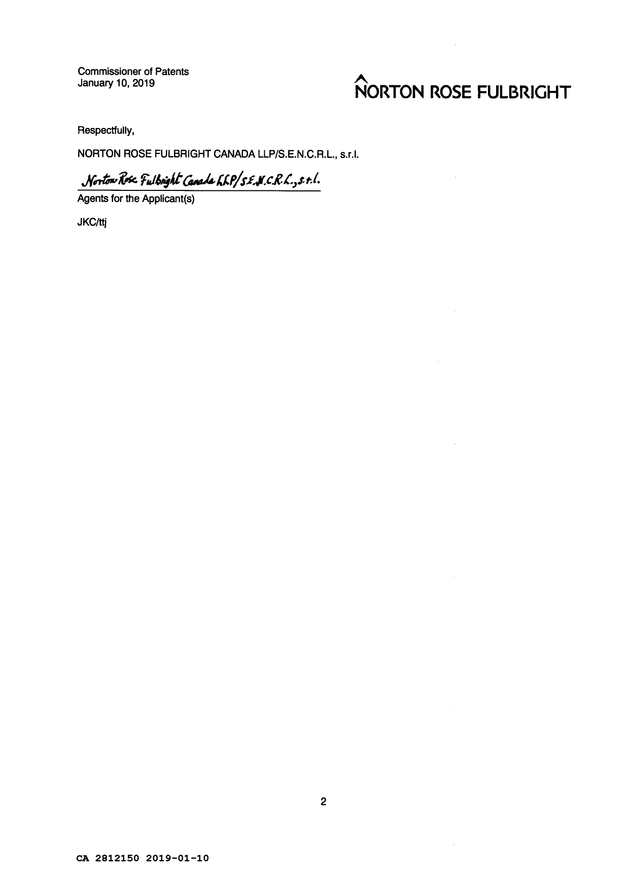 Document de brevet canadien 2812150. Correspondance 20181210. Image 3 de 3