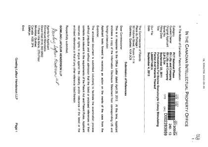 Document de brevet canadien 2812704. Poursuite-Amendment 20121204. Image 1 de 1
